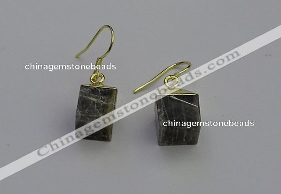 NGE5096 10*15mm cube labradorite gemstone earrings wholesale