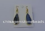 NGE5104 12*25mm flat teardrop blue kyanite earrings wholesale