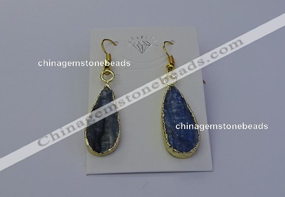 NGE5104 12*25mm flat teardrop blue kyanite earrings wholesale