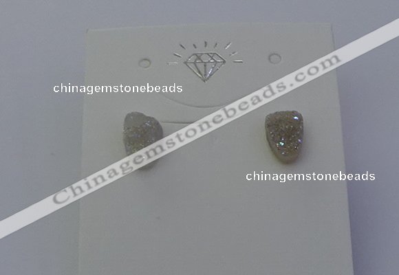 NGE5109 5*8mm freeform plated druzy quartz earrings wholesale