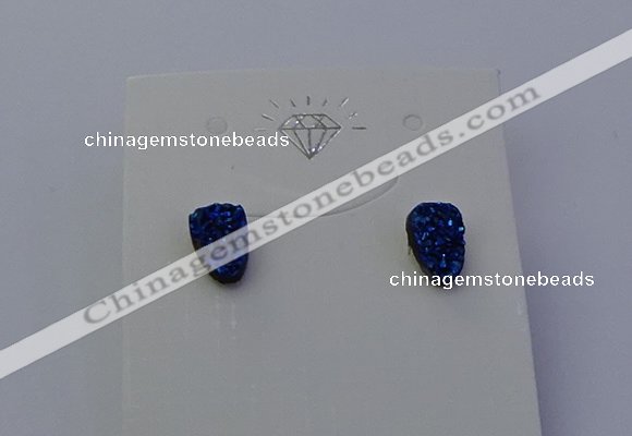 NGE5112 5*8mm freeform plated druzy quartz earrings wholesale