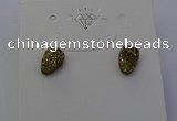 NGE5114 5*8mm freeform plated druzy quartz earrings wholesale