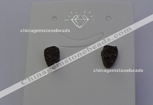 NGE5116 5*8mm freeform plated druzy quartz earrings wholesale