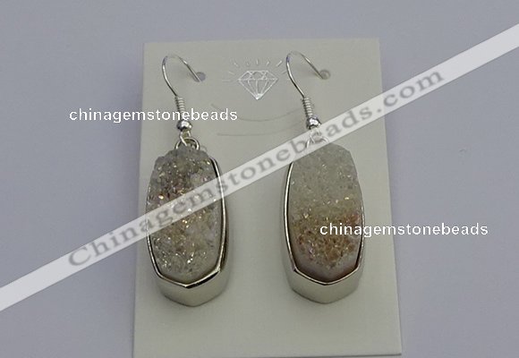 NGE5120 10*22mm - 12*25mm freeform plated druzy quartz earrings