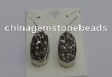 NGE5121 10*22mm - 12*25mm freeform plated druzy quartz earrings