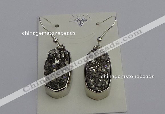 NGE5121 10*22mm - 12*25mm freeform plated druzy quartz earrings