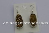 NGE5122 10*22mm - 12*25mm freeform plated druzy quartz earrings