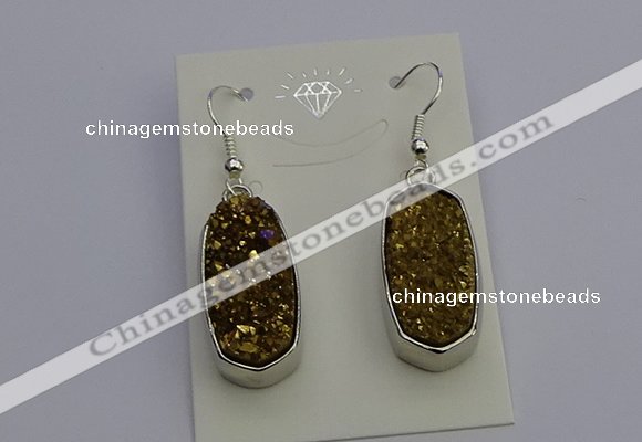 NGE5122 10*22mm - 12*25mm freeform plated druzy quartz earrings