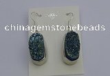 NGE5123 10*22mm - 12*25mm freeform plated druzy quartz earrings