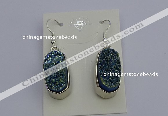 NGE5123 10*22mm - 12*25mm freeform plated druzy quartz earrings