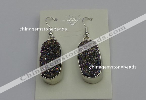 NGE5124 10*22mm - 12*25mm freeform plated druzy quartz earrings