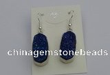 NGE5125 10*22mm - 12*25mm freeform plated druzy quartz earrings