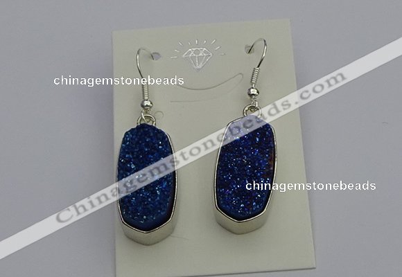NGE5125 10*22mm - 12*25mm freeform plated druzy quartz earrings