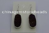 NGE5126 10*22mm - 12*25mm freeform plated druzy quartz earrings