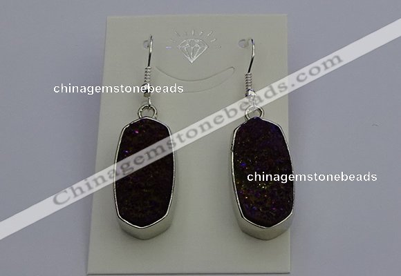 NGE5126 10*22mm - 12*25mm freeform plated druzy quartz earrings