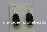 NGE5127 10*22mm - 12*25mm freeform plated druzy quartz earrings