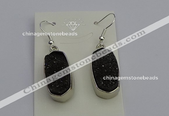 NGE5127 10*22mm - 12*25mm freeform plated druzy quartz earrings