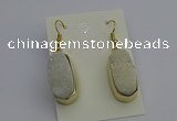 NGE5130 10*22mm - 12*25mm freeform plated druzy quartz earrings