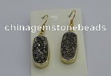 NGE5131 10*22mm - 12*25mm freeform plated druzy quartz earrings