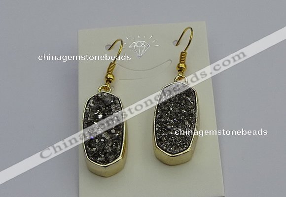 NGE5131 10*22mm - 12*25mm freeform plated druzy quartz earrings