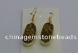 NGE5132 10*22mm - 12*25mm freeform plated druzy quartz earrings