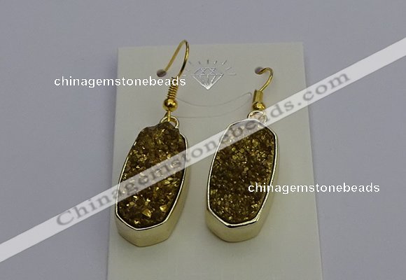 NGE5132 10*22mm - 12*25mm freeform plated druzy quartz earrings