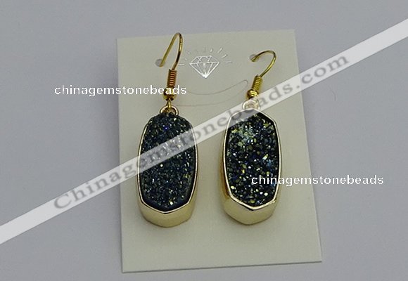 NGE5133 10*22mm - 12*25mm freeform plated druzy quartz earrings