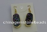 NGE5134 10*22mm - 12*25mm freeform plated druzy quartz earrings