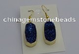 NGE5135 10*22mm - 12*25mm freeform plated druzy quartz earrings