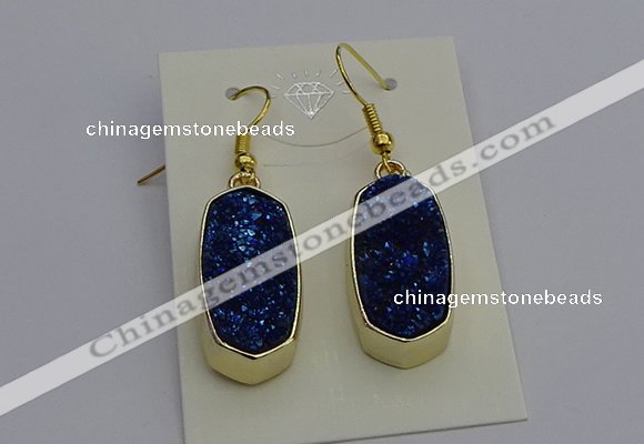 NGE5135 10*22mm - 12*25mm freeform plated druzy quartz earrings