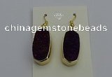 NGE5136 10*22mm - 12*25mm freeform plated druzy quartz earrings