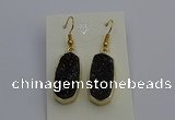 NGE5137 10*22mm - 12*25mm freeform plated druzy quartz earrings