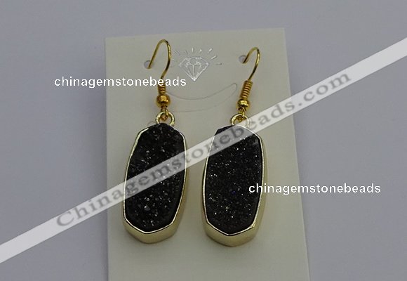 NGE5137 10*22mm - 12*25mm freeform plated druzy quartz earrings