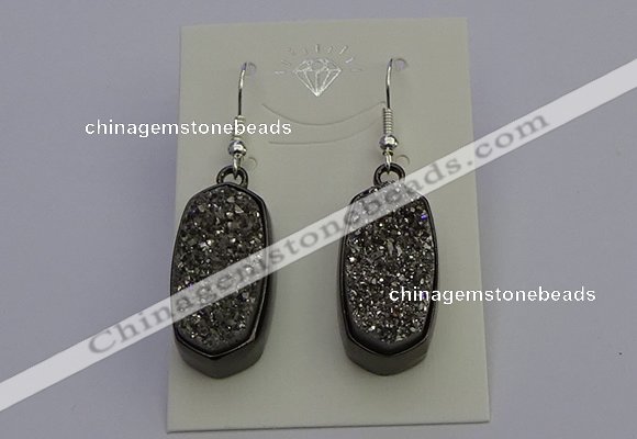 NGE5141 10*22mm - 12*25mm freeform plated druzy quartz earrings