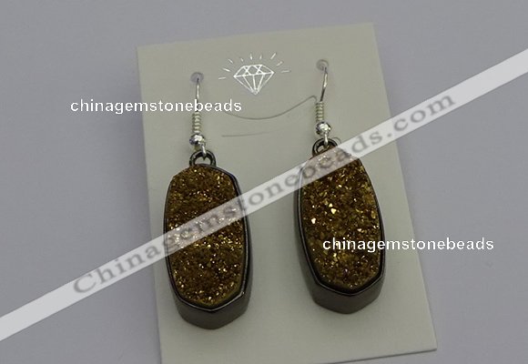 NGE5142 10*22mm - 12*25mm freeform plated druzy quartz earrings