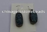 NGE5143 10*22mm - 12*25mm freeform plated druzy quartz earrings