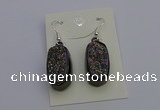 NGE5144 10*22mm - 12*25mm freeform plated druzy quartz earrings