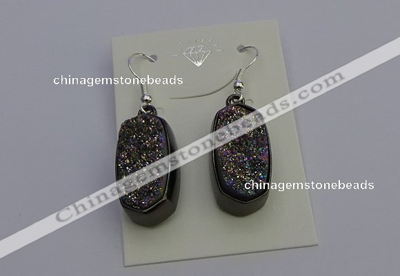 NGE5144 10*22mm - 12*25mm freeform plated druzy quartz earrings