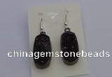 NGE5146 10*22mm - 12*25mm freeform plated druzy quartz earrings