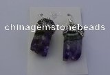 NGE5150 12*20mm - 10*25mm freeform amethyst earrings wholesale