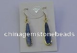 NGE5157 8*25mm flat teardrop blue kyanite earrings wholesale