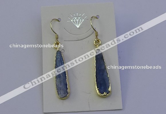 NGE5157 8*25mm flat teardrop blue kyanite earrings wholesale