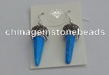 NGE5166 10*30mm faceted cone white howlite turquoise earrings