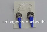 NGE5168 10*30mm faceted cone white howlite turquoise earrings