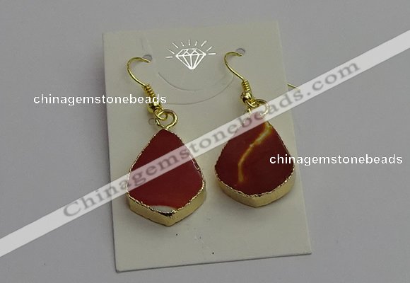 NGE5170 15*20mm flat teardrop mookaite gemstone earrings