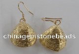 NGE54 18*20mm - 20*22mm freeform plated shell fossil earrings