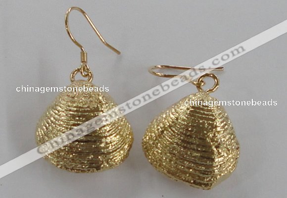 NGE54 18*20mm - 20*22mm freeform plated shell fossil earrings