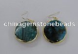 NGE58 30mm flat round agate gemstone earrings wholesale