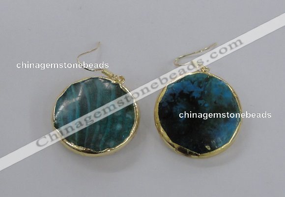 NGE58 30mm flat round agate gemstone earrings wholesale