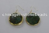 NGE59 30mm flat round agate gemstone earrings wholesale